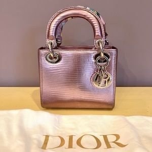 SOLD 💓CHRISTIAN DIOR Metallic Lizard Mini Lady Dior Pink